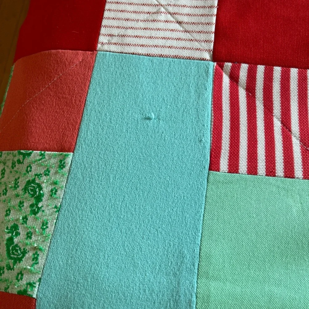 Quilt Patchwork Quilt Double Knit Polyester Colorful Handmade Nine Block F/W